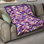 Pastel Purple Camouflage Print Quilt