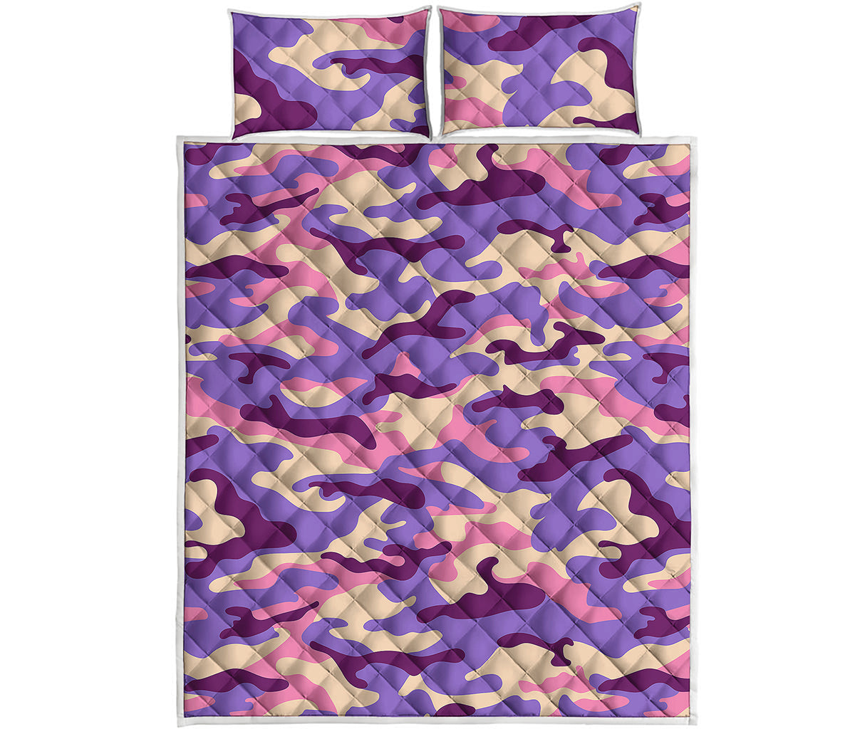 Pastel Purple Camouflage Print Quilt Bed Set