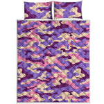 Pastel Purple Camouflage Print Quilt Bed Set
