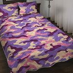 Pastel Purple Camouflage Print Quilt Bed Set