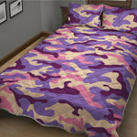 Pastel Purple Camouflage Print Quilt Bed Set