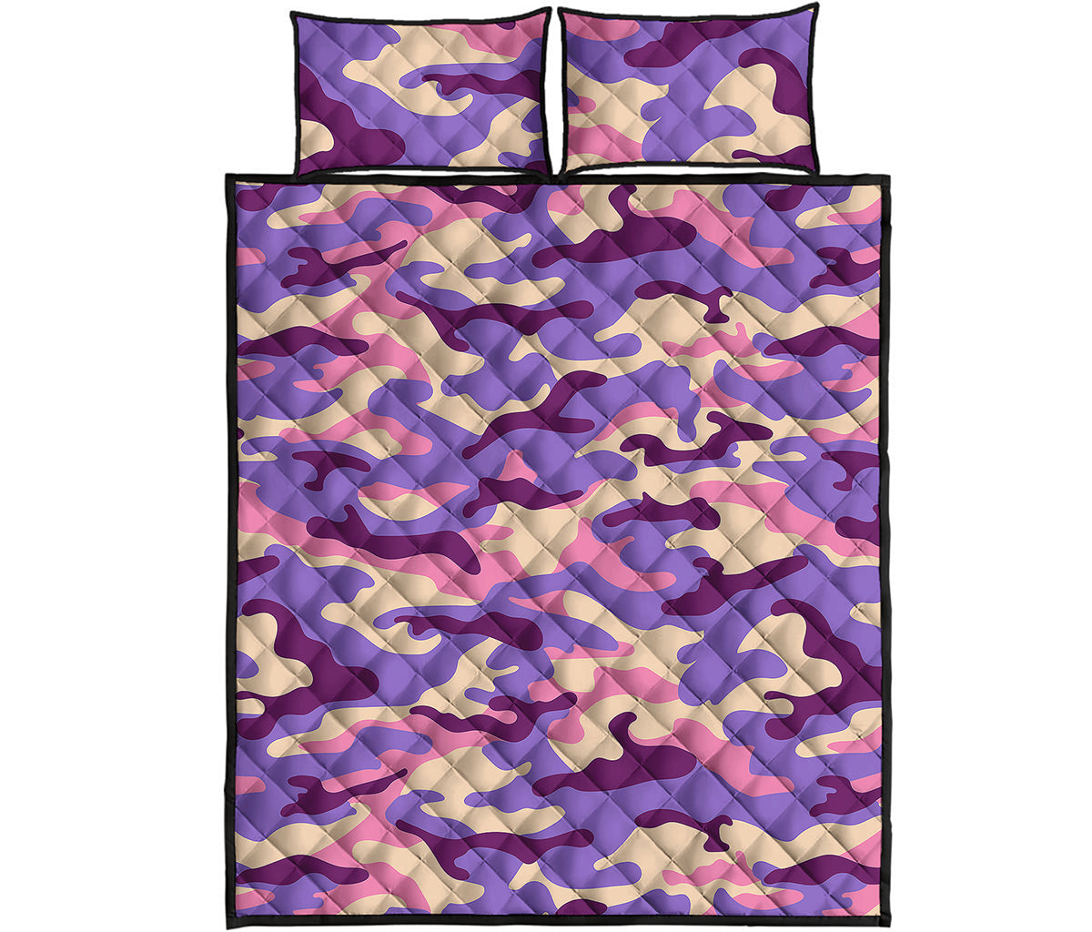 Pastel Purple Camouflage Print Quilt Bed Set