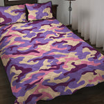 Pastel Purple Camouflage Print Quilt Bed Set
