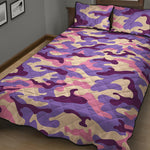 Pastel Purple Camouflage Print Quilt Bed Set
