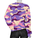 Pastel Purple Camouflage Print Women's Crewneck Sweatshirt GearFrost