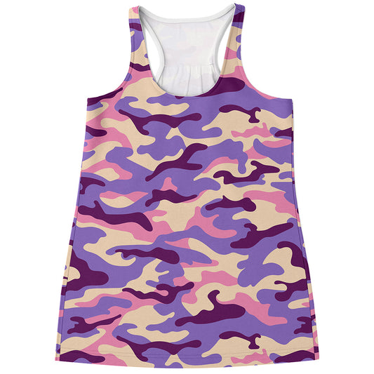 Pastel Purple Camouflage Print Women's Racerback Tank Top