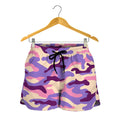 Pastel Purple Camouflage Print Women's Shorts