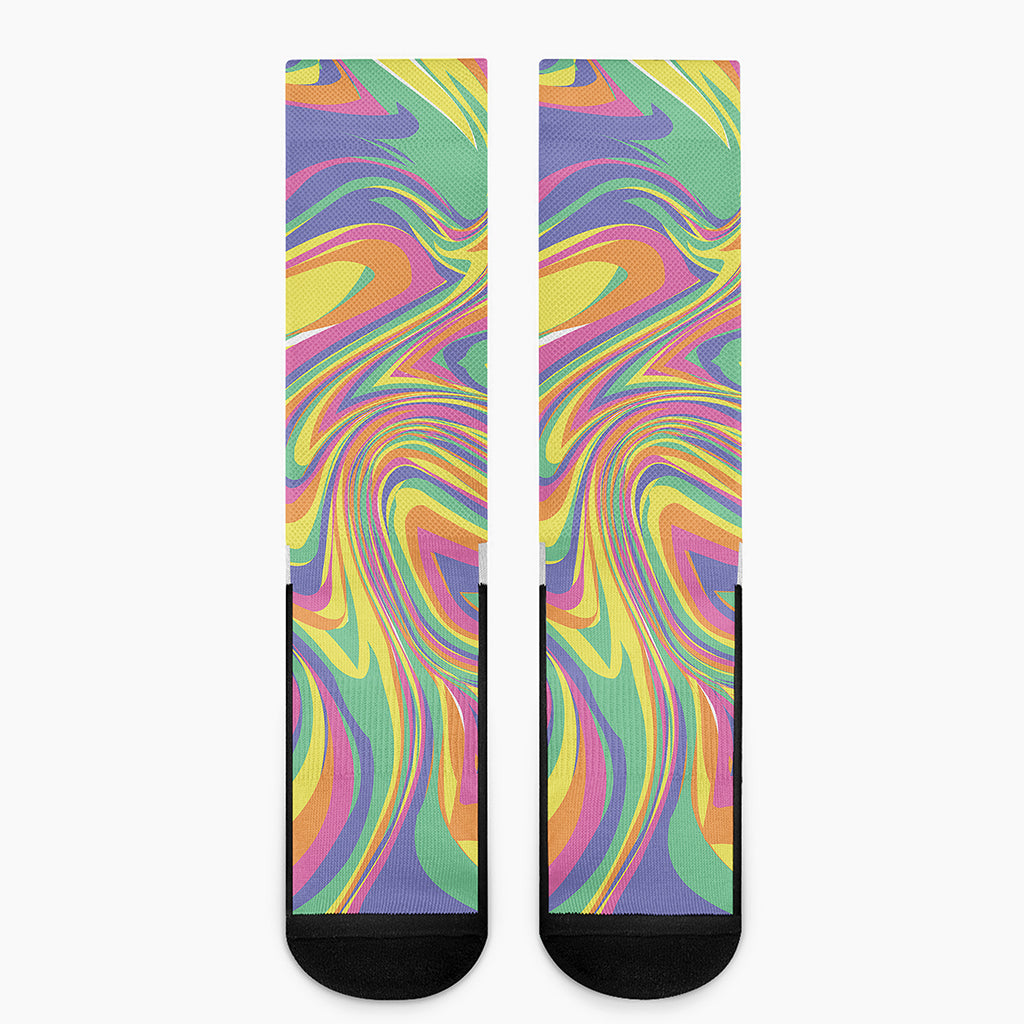 Pastel Rave Print Crew Socks