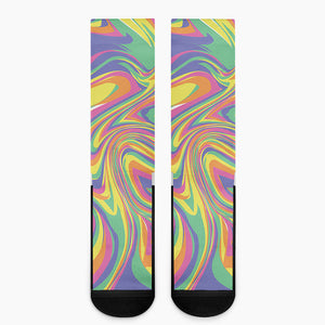 Pastel Rave Print Crew Socks