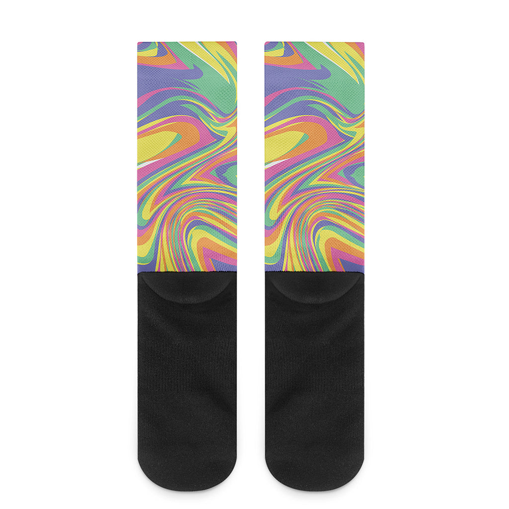 Pastel Rave Print Crew Socks