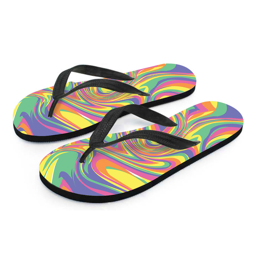 Pastel Rave Print Flip Flops