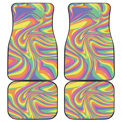 Pastel Rave Print Front and Back Car Floor Mats