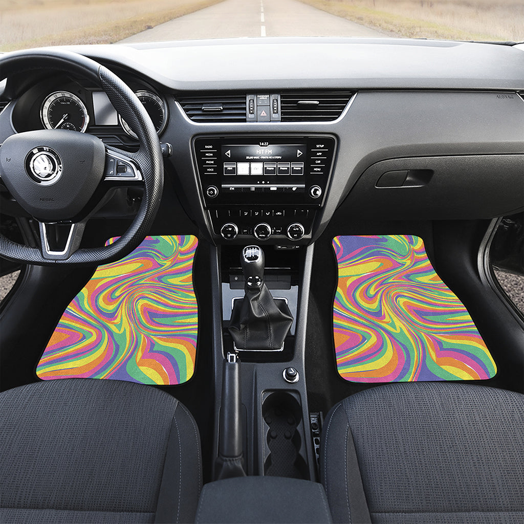 Pastel Rave Print Front and Back Car Floor Mats