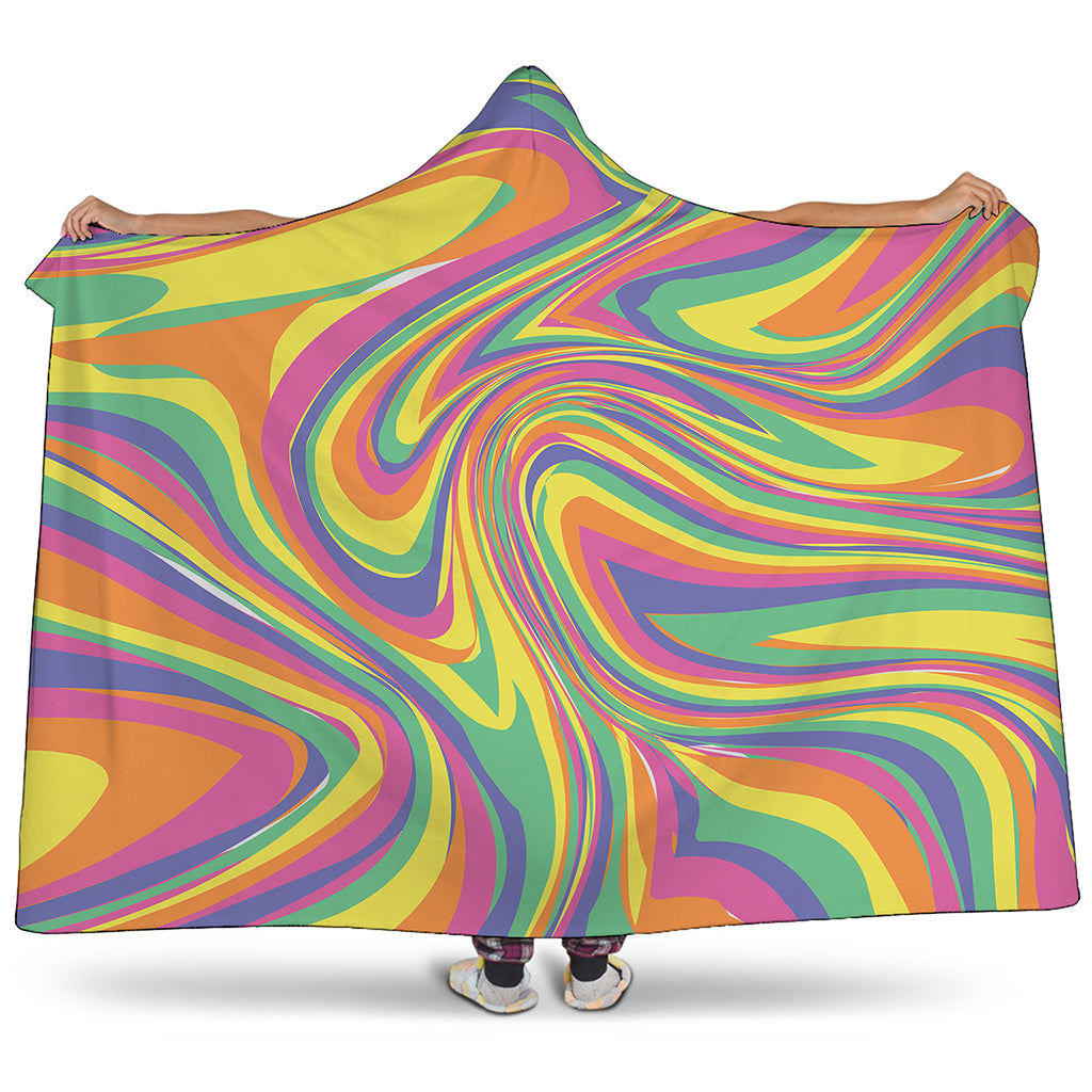 Pastel Rave Print Hooded Blanket