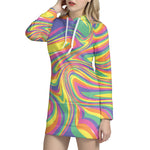 Pastel Rave Print Hoodie Dress