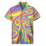 Pastel Rave Print Men's Short Sleeve Shirt