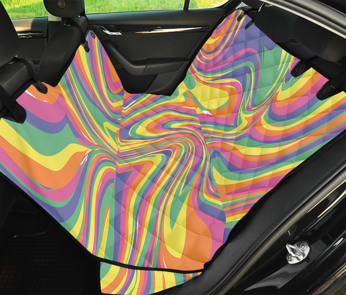 Pastel Rave Print Pet Car Back Seat Cover