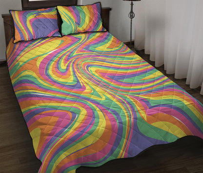 Pastel Rave Print Quilt Bed Set