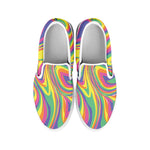 Pastel Rave Print White Slip On Shoes