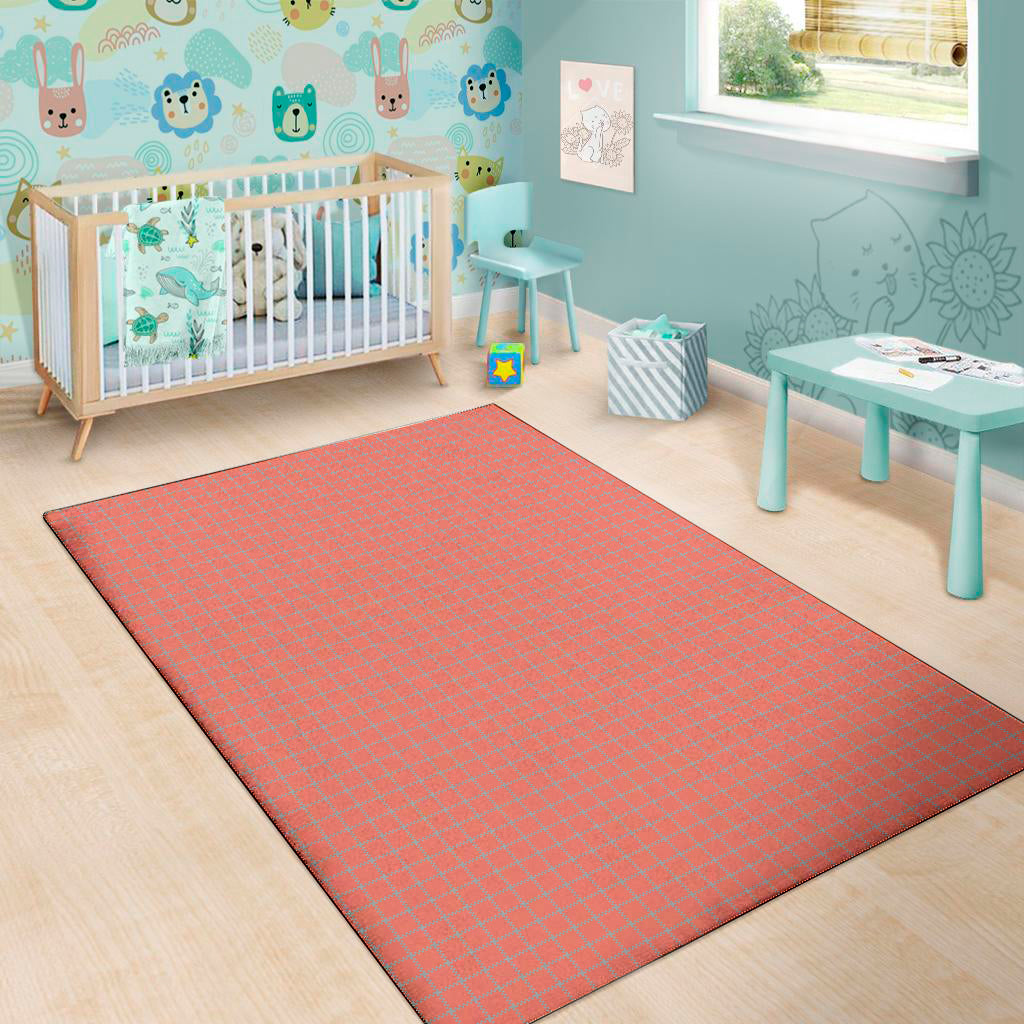 Pastel Red And Grey Tattersall Print Area Rug