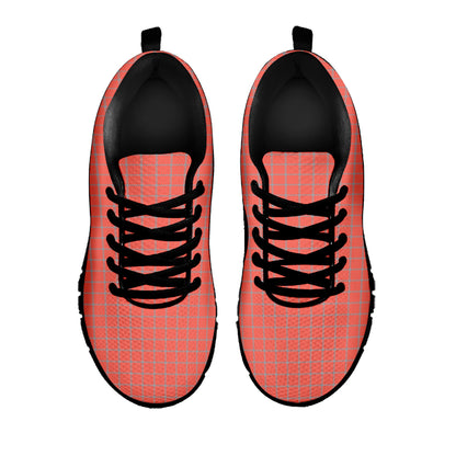 Pastel Red And Grey Tattersall Print Black Sneakers