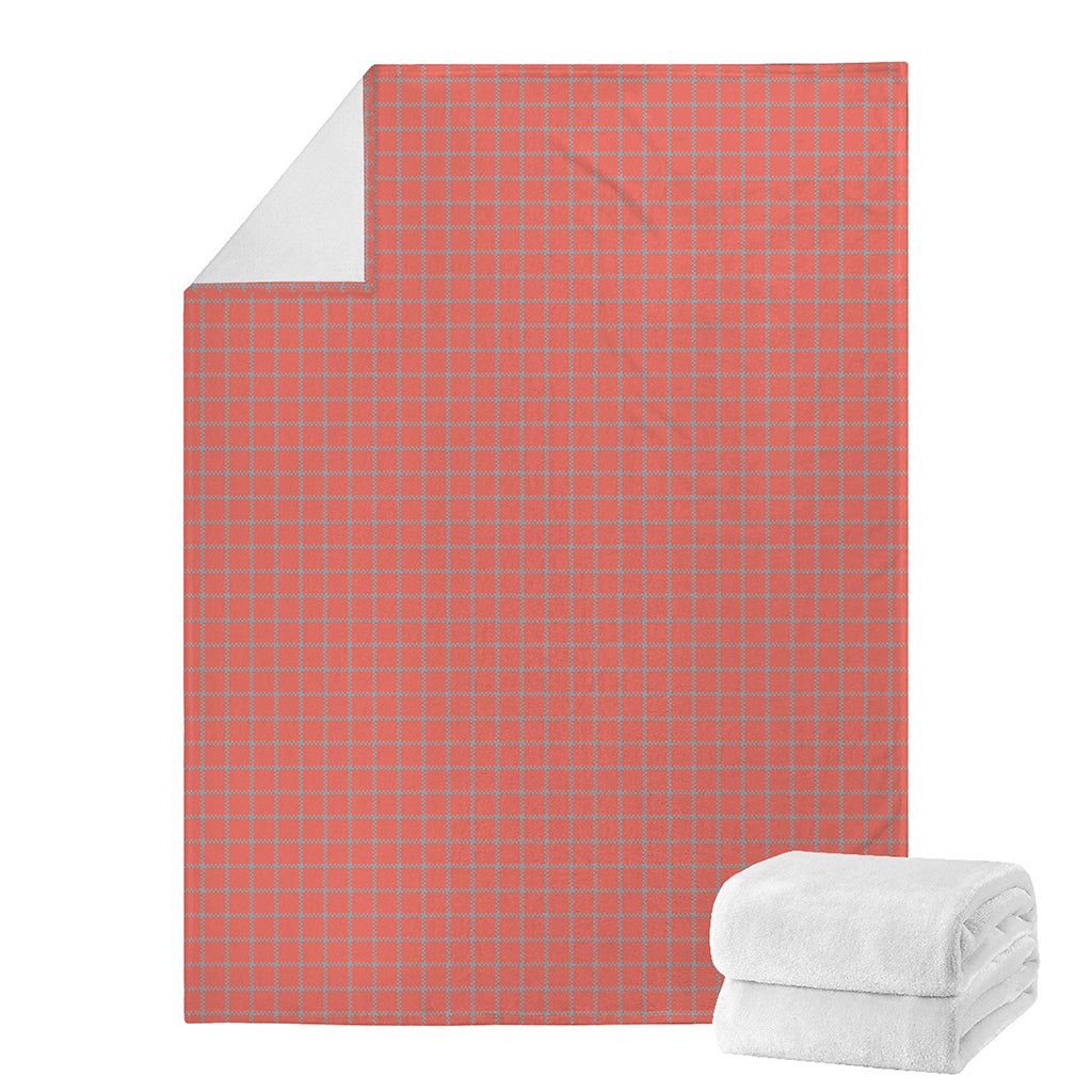 Pastel Red And Grey Tattersall Print Blanket