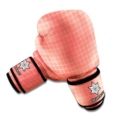 Pastel Red And Grey Tattersall Print Boxing Gloves