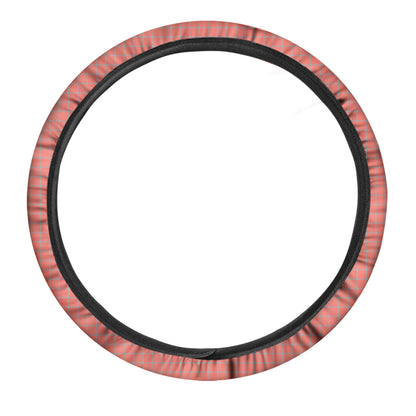 Pastel Red And Grey Tattersall Print Car Steering Wheel Cover