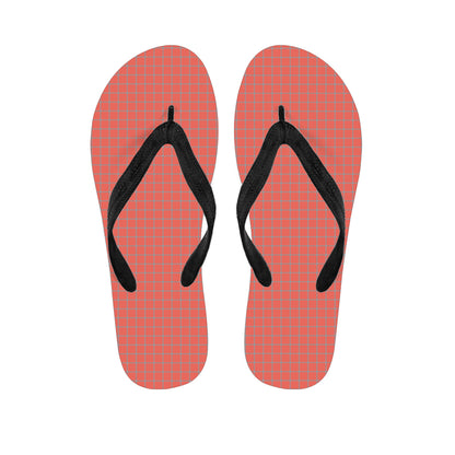Pastel Red And Grey Tattersall Print Flip Flops
