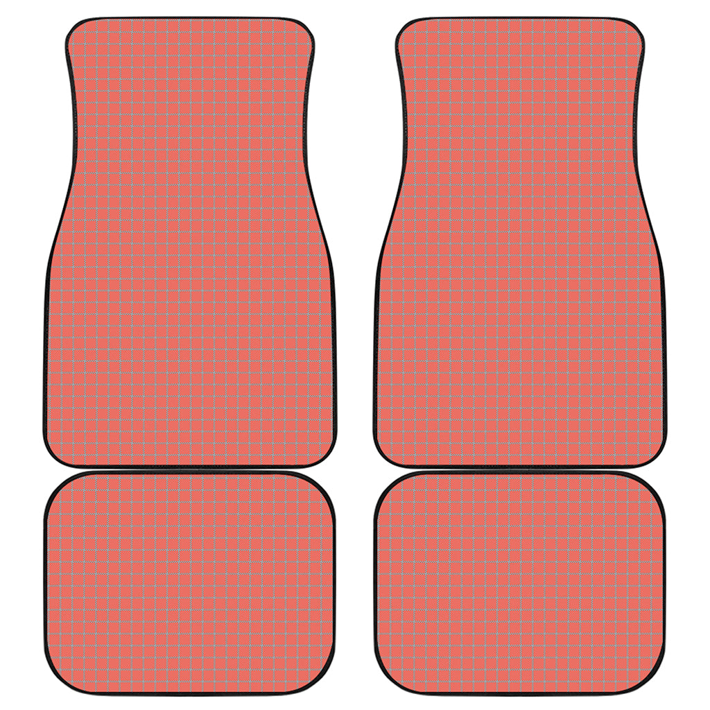 Pastel Red And Grey Tattersall Print Front and Back Car Floor Mats