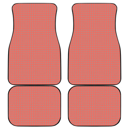 Pastel Red And Grey Tattersall Print Front and Back Car Floor Mats