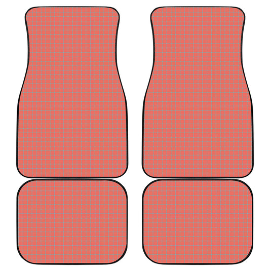 Pastel Red And Grey Tattersall Print Front and Back Car Floor Mats