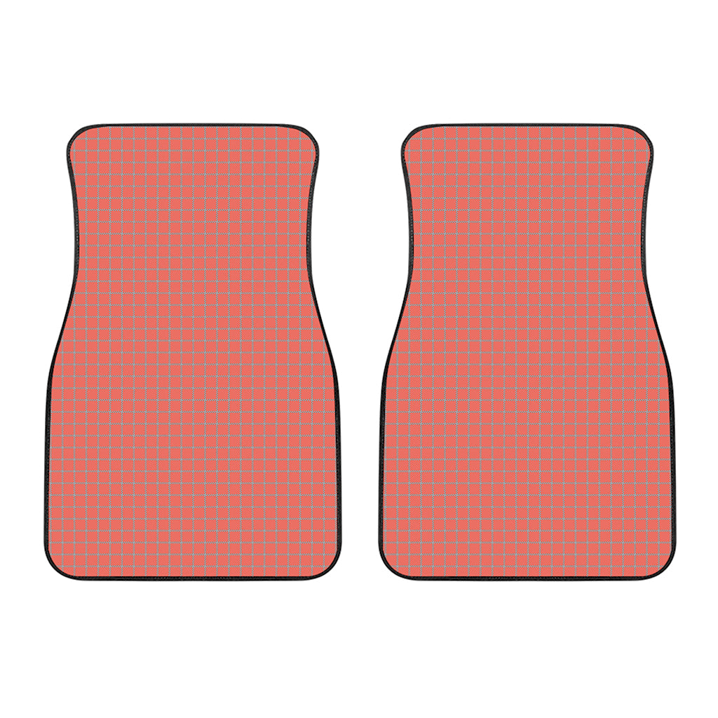 Pastel Red And Grey Tattersall Print Front Car Floor Mats