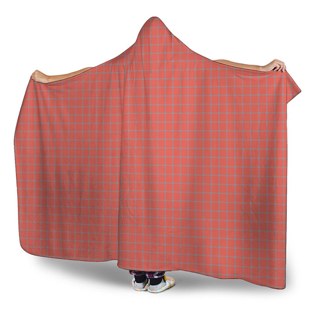 Pastel Red And Grey Tattersall Print Hooded Blanket