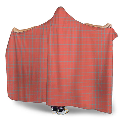 Pastel Red And Grey Tattersall Print Hooded Blanket