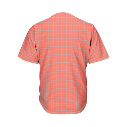 Pastel Red And Grey Tattersall Print Men's Baseball Jersey