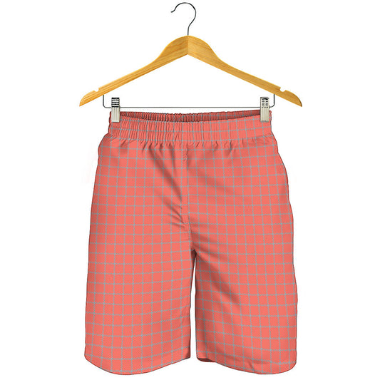 Pastel Red And Grey Tattersall Print Men's Shorts