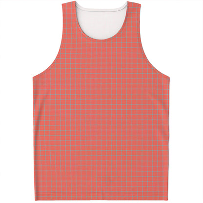 Pastel Red And Grey Tattersall Print Men's Tank Top