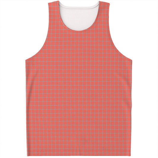 Pastel Red And Grey Tattersall Print Men's Tank Top