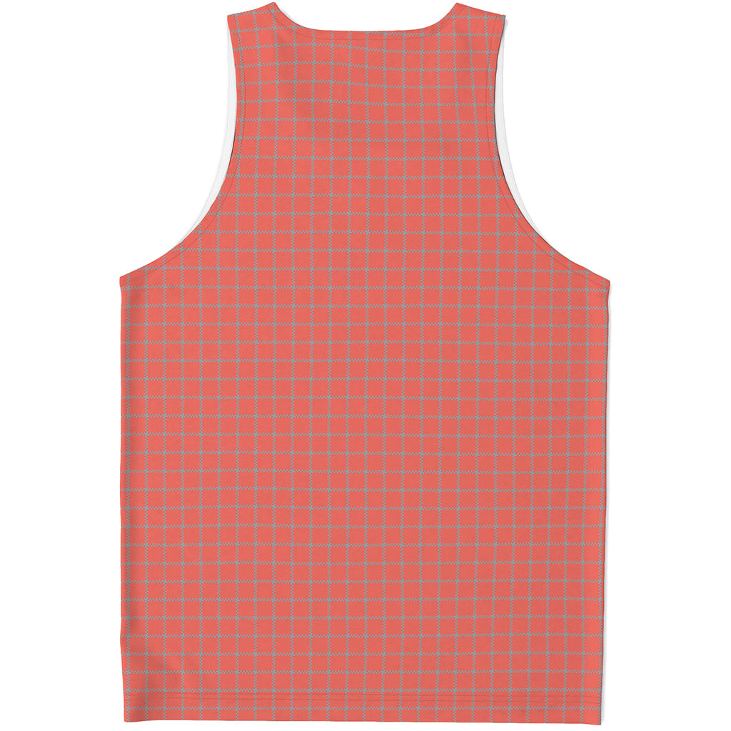 Pastel Red And Grey Tattersall Print Men's Tank Top