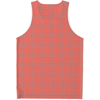 Pastel Red And Grey Tattersall Print Men's Tank Top