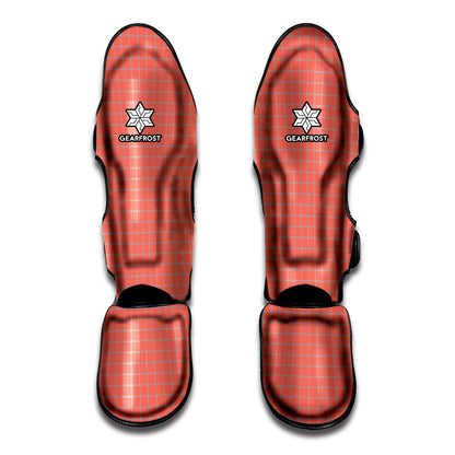 Pastel Red And Grey Tattersall Print Muay Thai Shin Guard