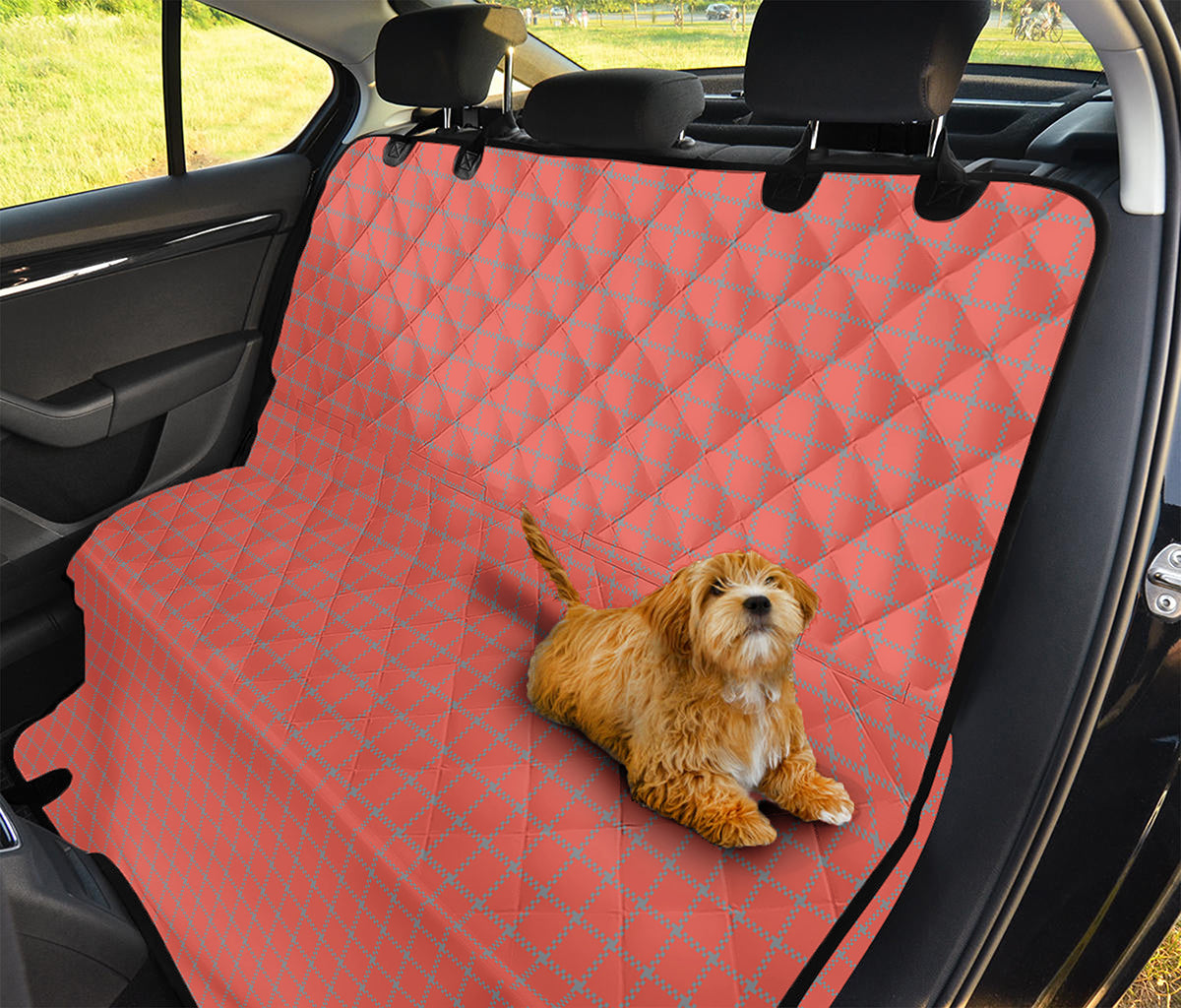 Pastel Red And Grey Tattersall Print Pet Car Back Seat Cover