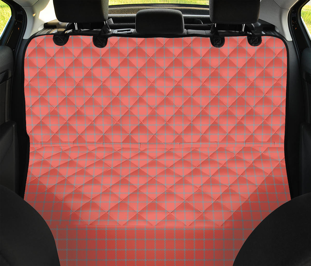 Pastel Red And Grey Tattersall Print Pet Car Back Seat Cover
