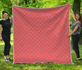 Pastel Red And Grey Tattersall Print Quilt