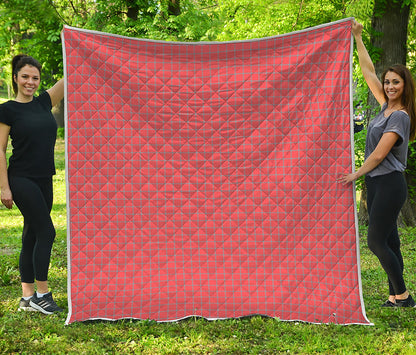 Pastel Red And Grey Tattersall Print Quilt