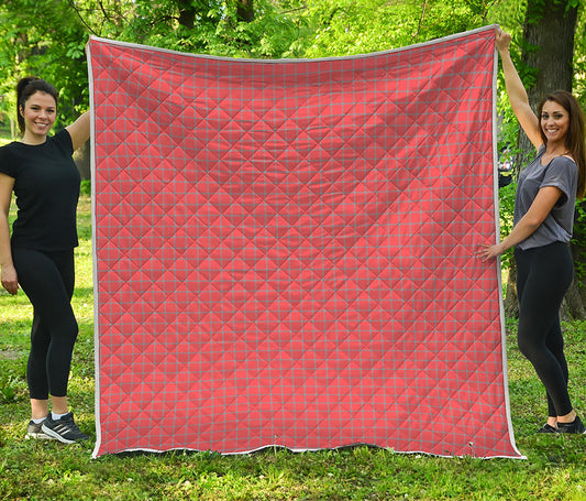 Pastel Red And Grey Tattersall Print Quilt