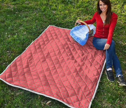 Pastel Red And Grey Tattersall Print Quilt