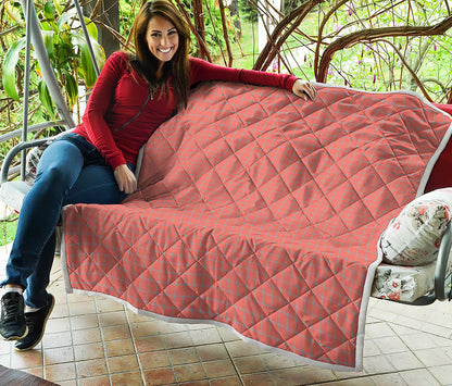 Pastel Red And Grey Tattersall Print Quilt
