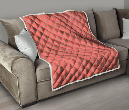 Pastel Red And Grey Tattersall Print Quilt